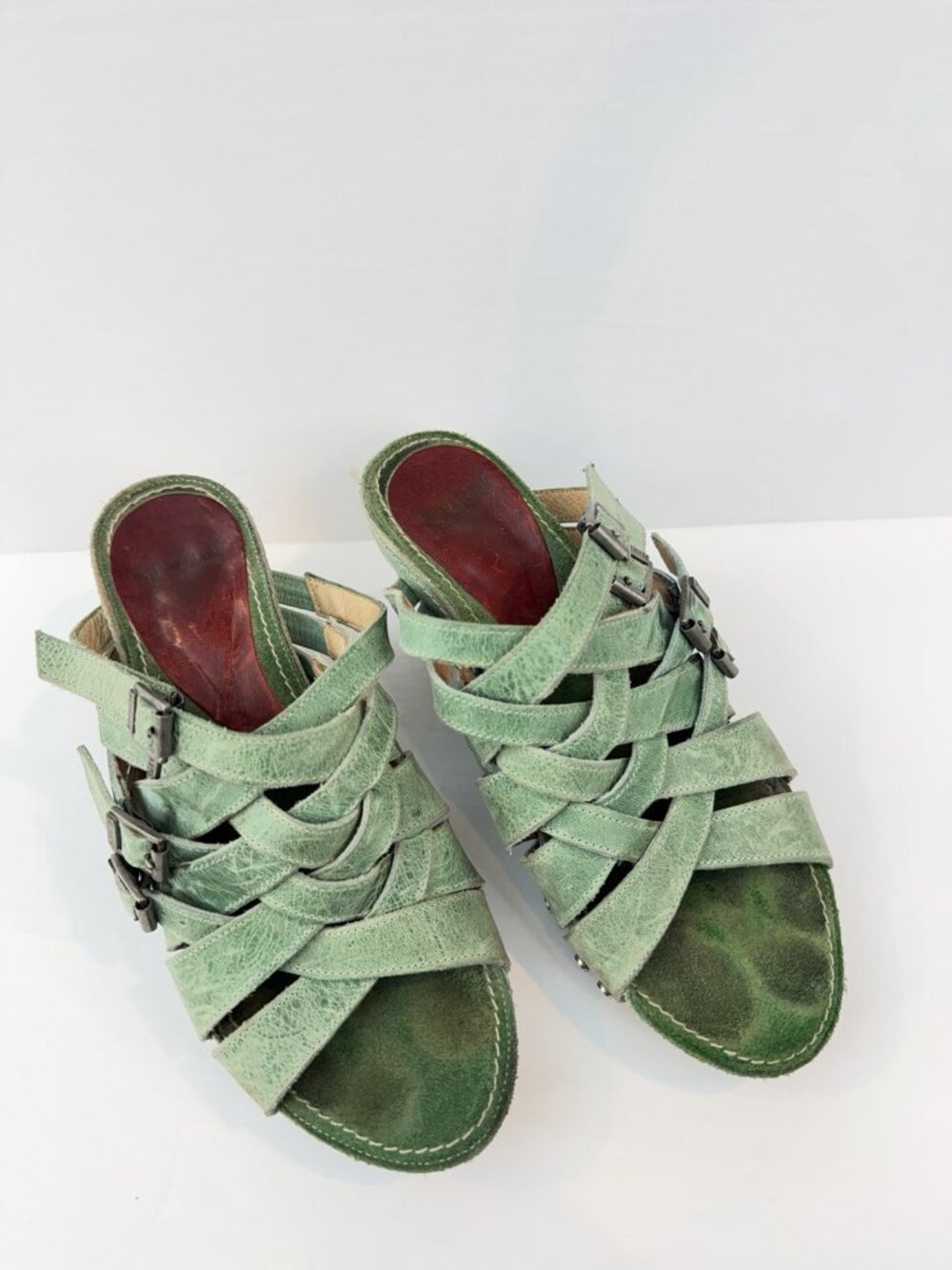 John Fluevog Women's Janice Mint Green Platform Heeled Sandal Size 6 READ - Picture 2 of 16